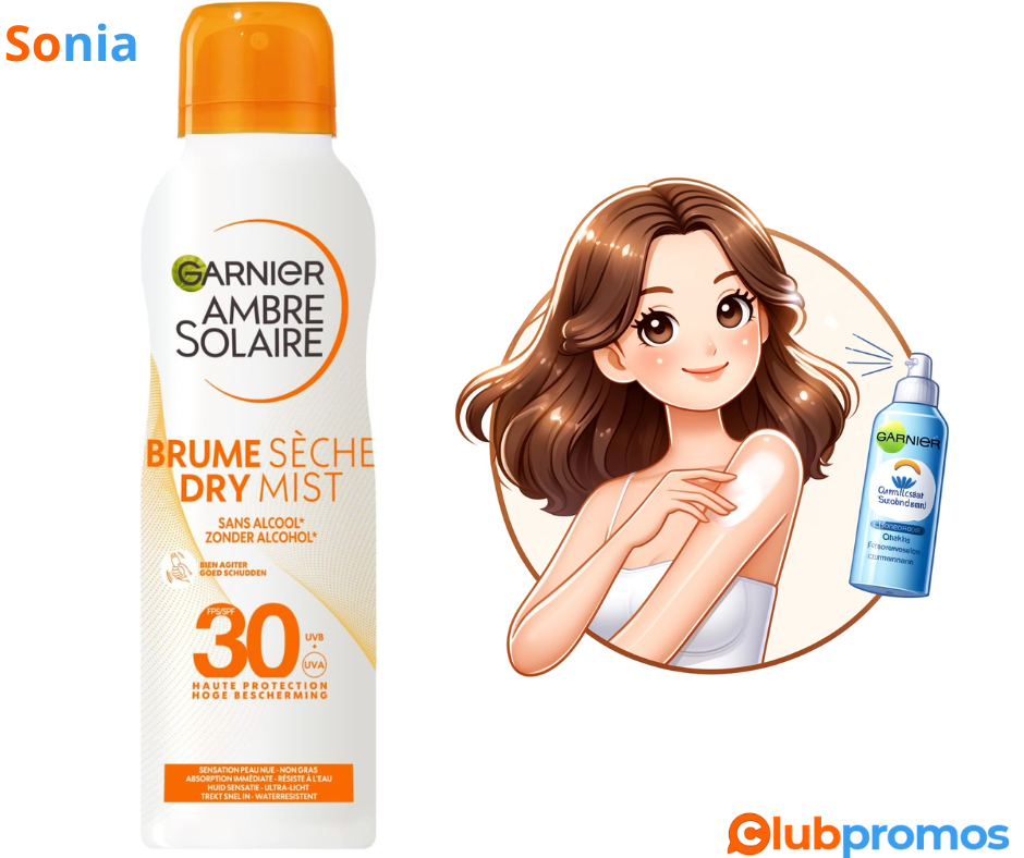 Bon Plan Amazon GARNIER Ambre Solaire - Brume Sèche - Protection Solaire Aérosol - FPS 30 - Pr...png