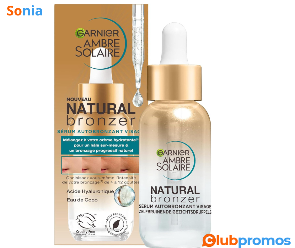 Bon plan amazon Garnier Ambre Solaire - Sérum Autobronzant Visage Hydratant - Hâle Progressif ...png