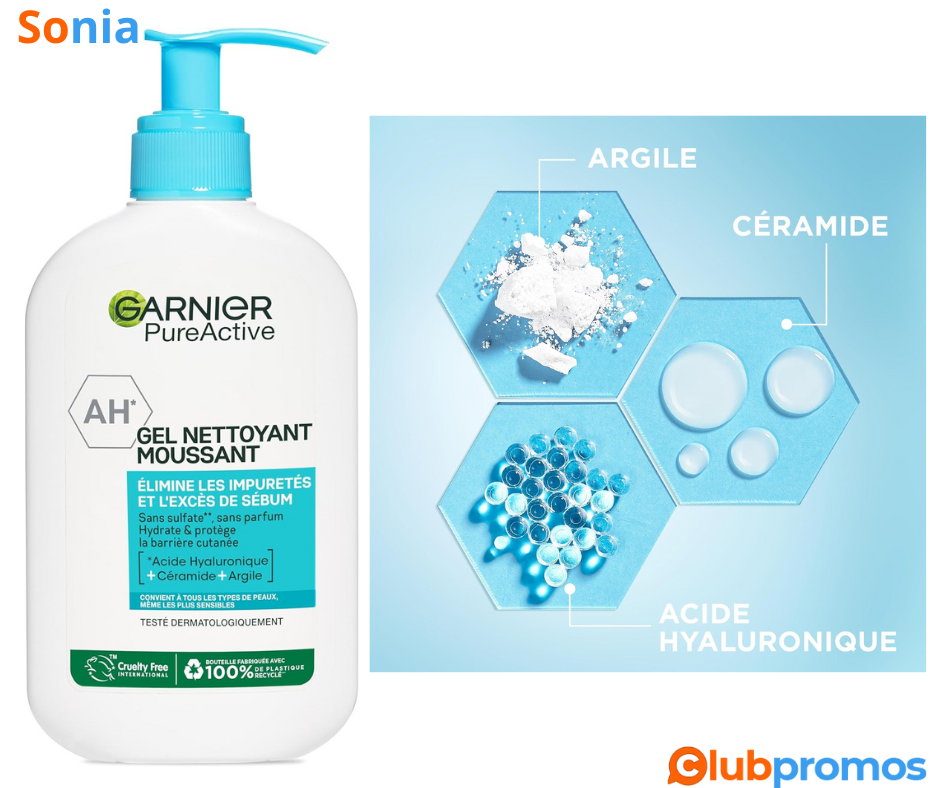 Bon plan Amazon Garnier Pure Active - Gel Nettoyant Moussant Visage - Nettoie & Hydrate - Enri...png