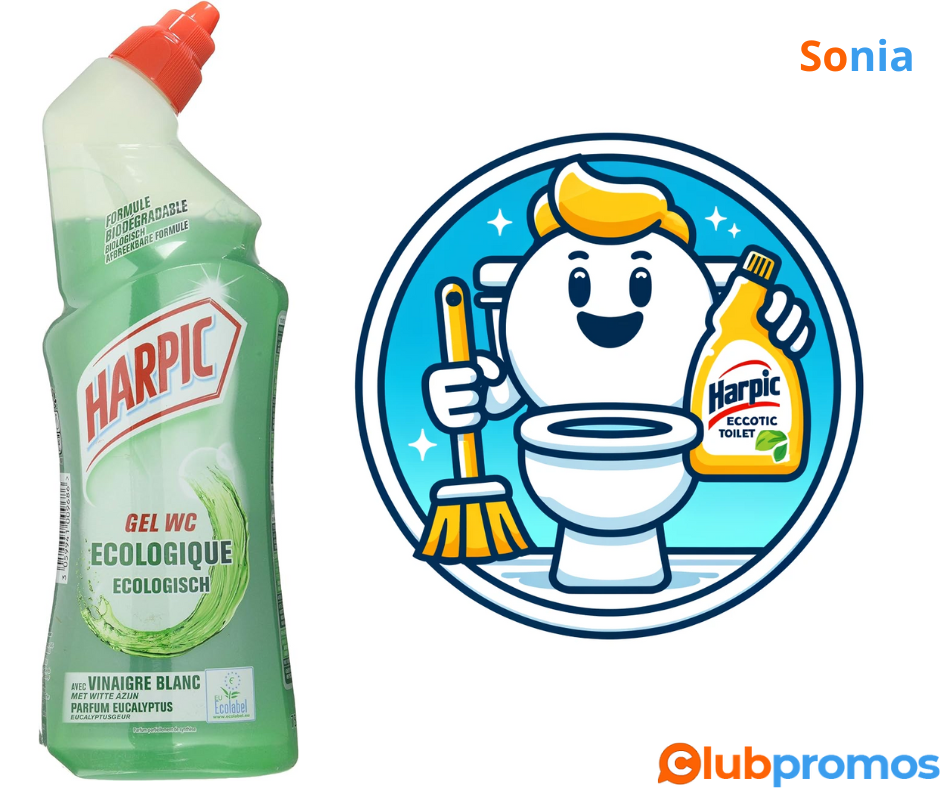 Bon Plan Amazon Harpic gel WC Ecologique au Vinaigre Blanc - Détartrant - Nettoyant WC 750 ml .png