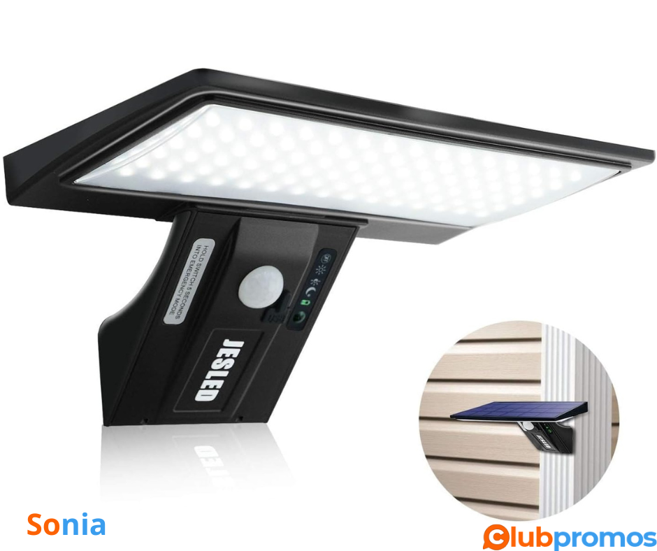 bon plan amazon JESLED Lampe Solaire Extérieur, 2600mAh Détecteur De Mouvement .png