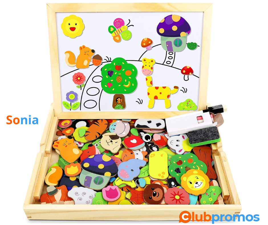 Bon plan Amazon Jojoin Puzzles en Bois Magnétique, 110 Pièces Animaux Jigsaw avec Tableau Noir...png