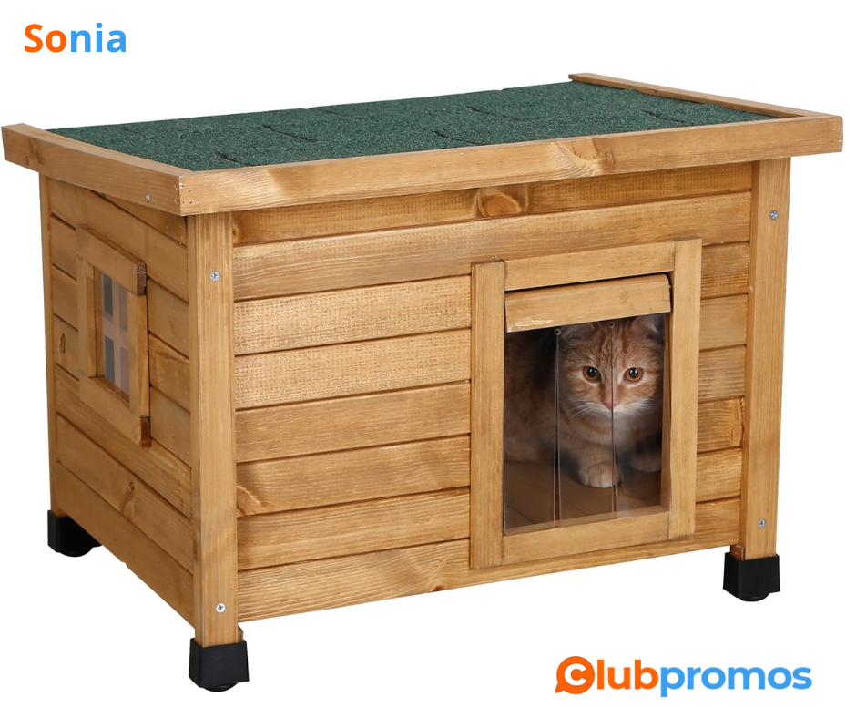 Bon Plan Amazon Kerbl Maison pour chat en bois Rustica, porte à lamelles, fenêtre en plexiglas...png