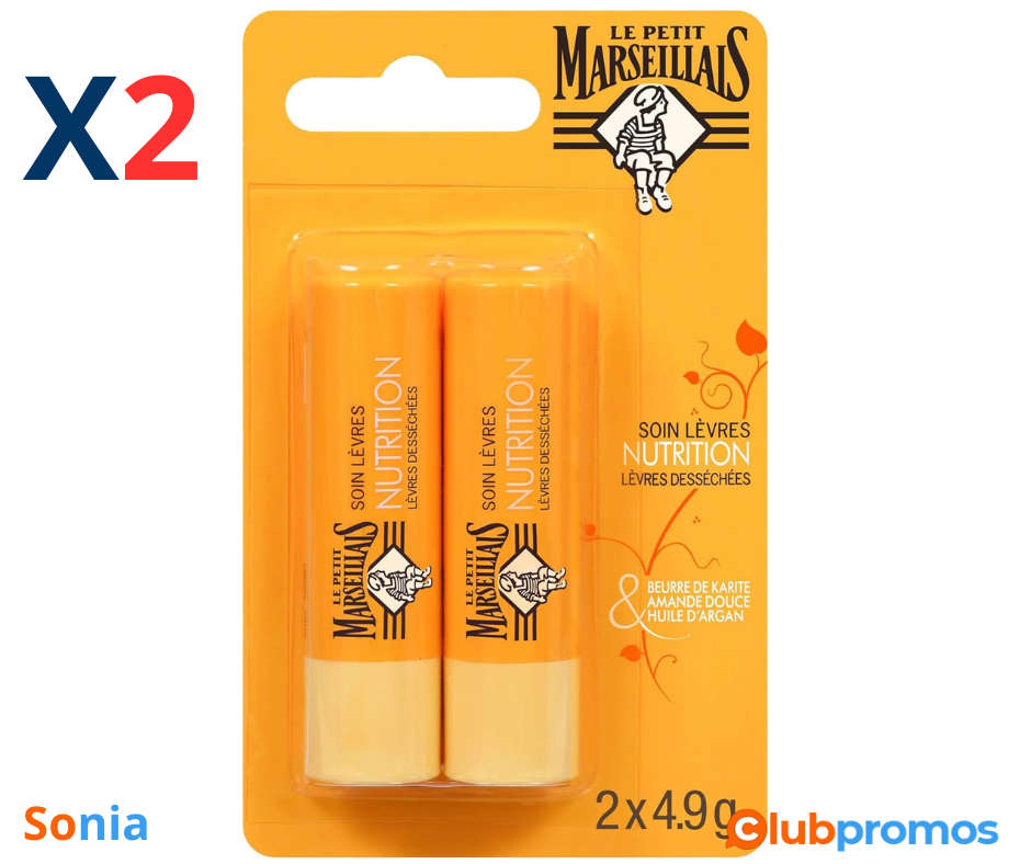 Bon plan Amazon Le Petit Marseillais Soin Lèvres Nutrition Lèvres Desséchées (2 tubes de 4,9 g...png