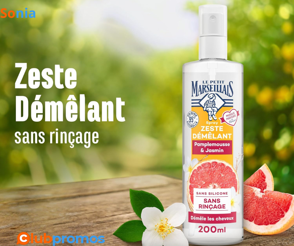 Bon plan Amazon Le Petit Marseillais Spray Zeste Démêlant Pamplemousse & Jasmin (flacon vapori...png