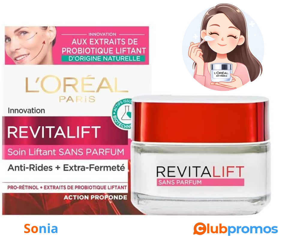 Bon plan amazon L'Oréal Paris - Crème de Jour Anti-Âge - Soin Jour Anti-Rides & Extra-Fermeté ...png