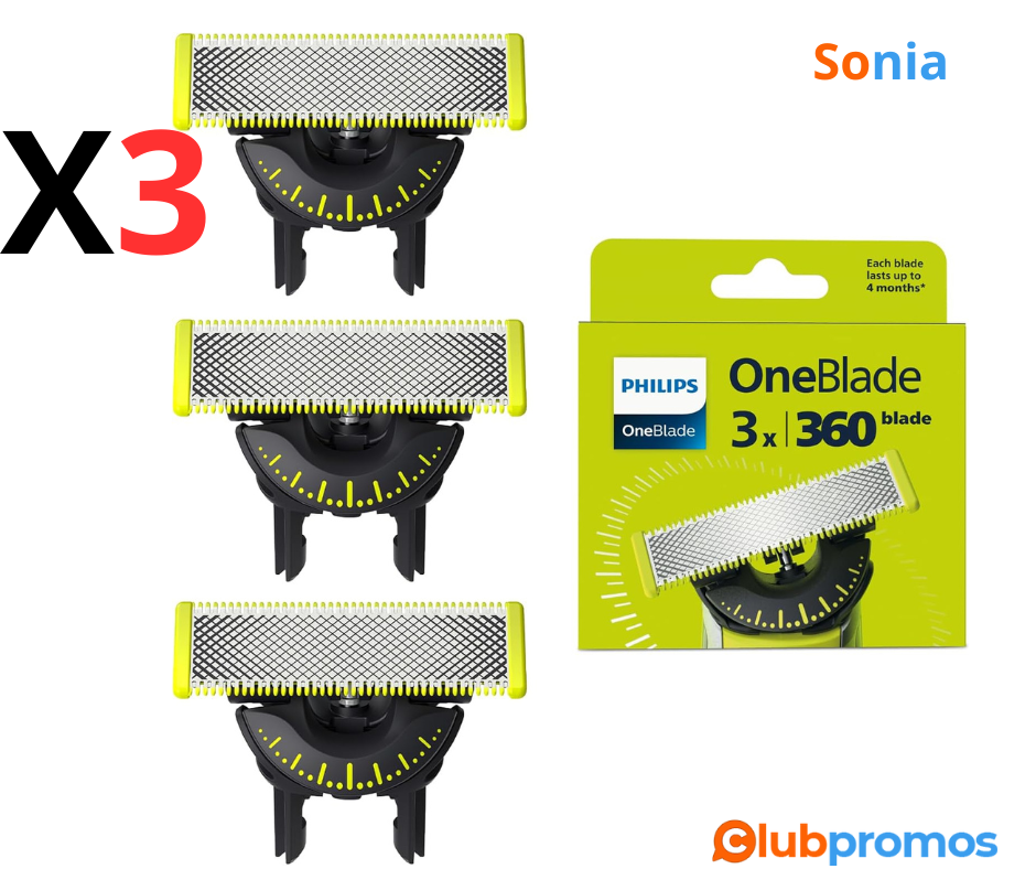 Bon Plan Amazon Lot de 3 lames de rechange OneBlade 360 QP43060, 29,99€ et Lot de 2 à 21,99€ -...png