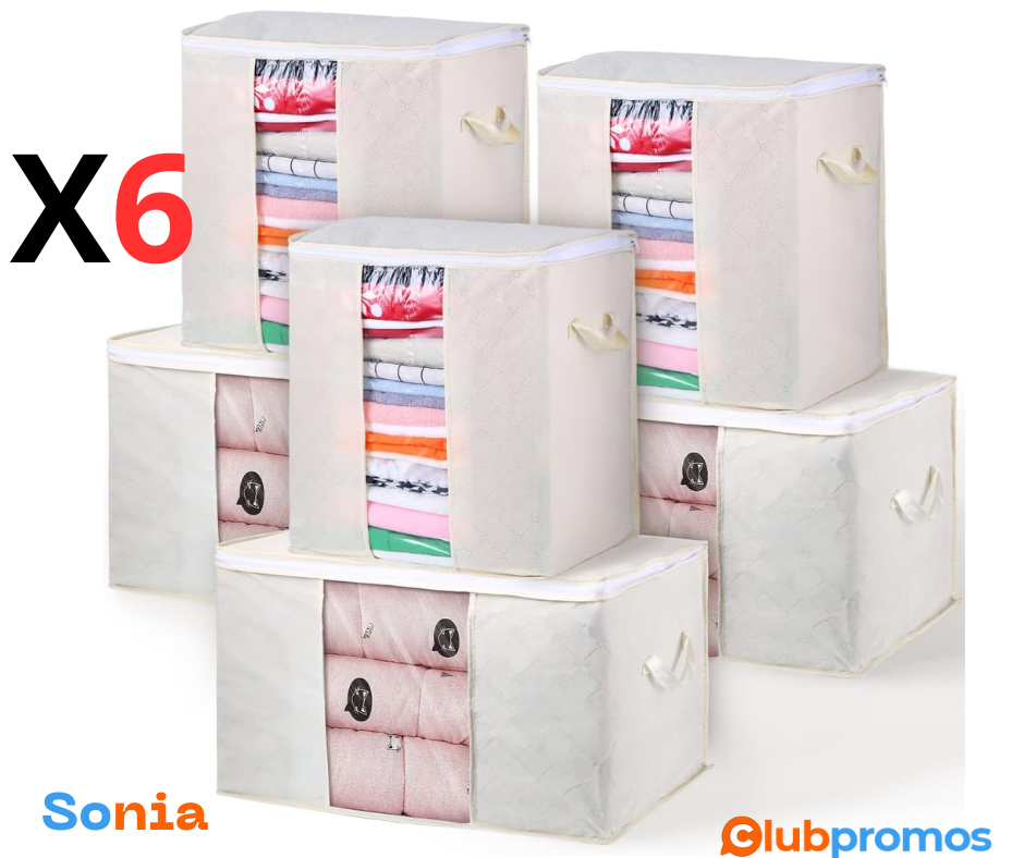 bon plan amazon Lot de 6 Sac de Rangement Grande Rangement pour Couette avec Fenêtre Transpare...png