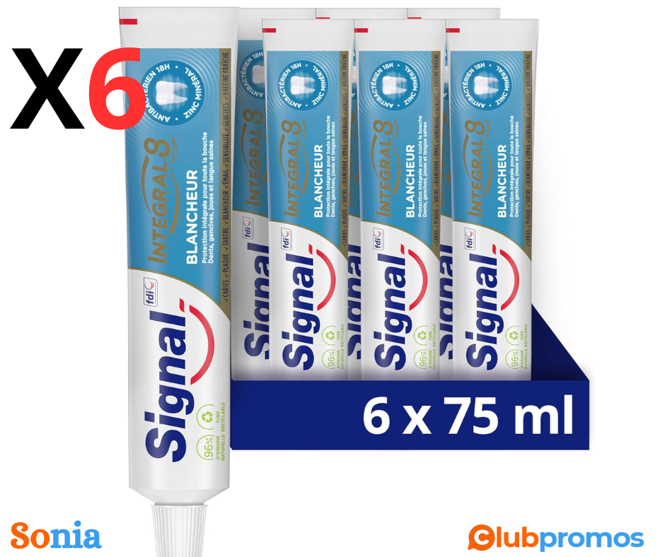 bon plan amazon Lot de 6 Signal Integral 8 Blancheur Pour un Sourire Éclatant et Sain Introduc...png