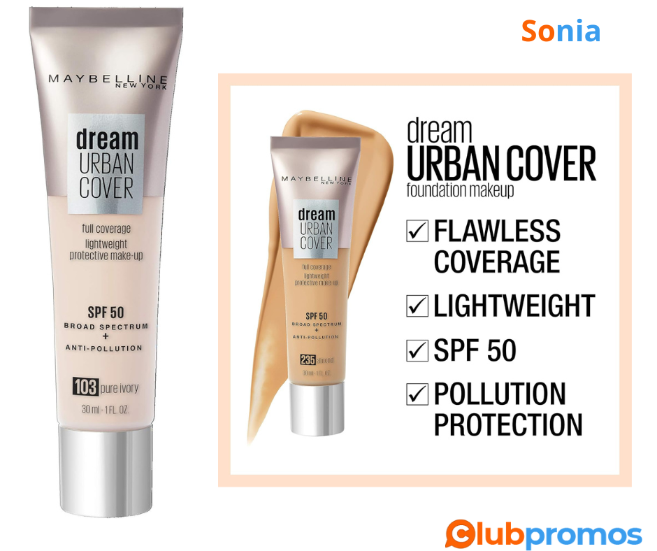 Bon Plan Amazon Maybelline New York Dream Urban Cover 103 Pure Ivory Lot de 1 (1 x 30 ml).png