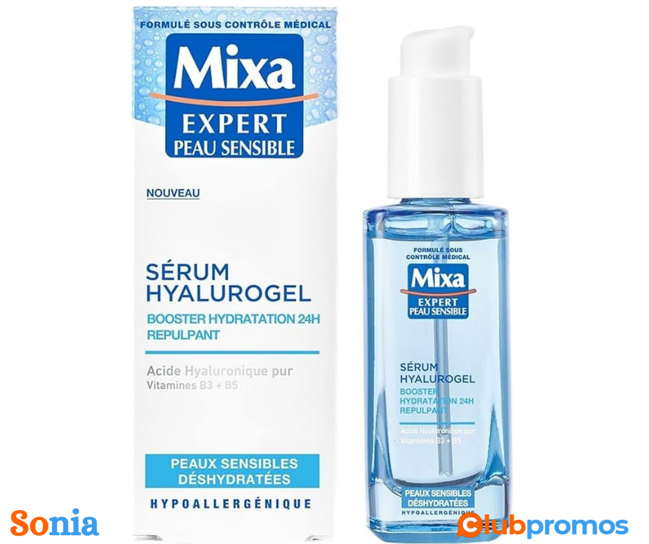 bon plan amazon Mixa Expert Peau Sensible - Sérum Hyalurogel - Booster Hydratation 24h Repulpa...png