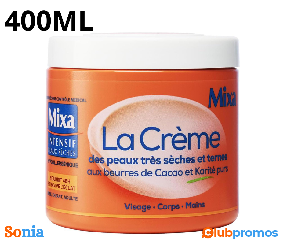 bon plan amazon Mixa Intensif Peaux Sèches - La Crème des Peaux Très Sèches et Ternes - Multi ...png