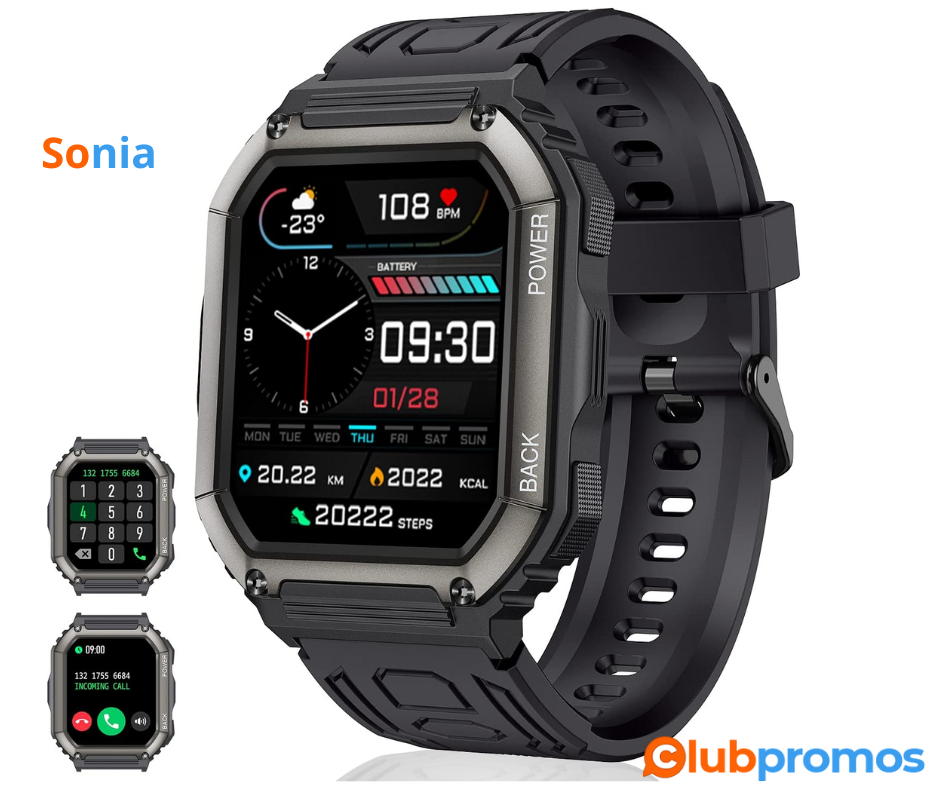 Bon plan Amazon Montre Connectée Homme avec Appel Bluetooth - 1,8'' Smartwatch avec Assistant ...png