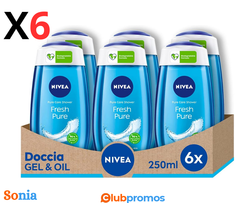Bon plan amazon Nivea Douche Gel Fresh Fitness en lot de 6 x 250 ml, douche fraîche et régénér...png
