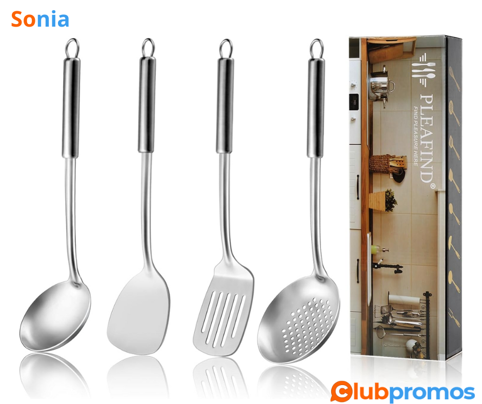 Bon Plan Amazon Pleafind Ustensiles de Cuisine, 4 Pièces Ustensiles de Cuisine en Acier Inoxyd...png