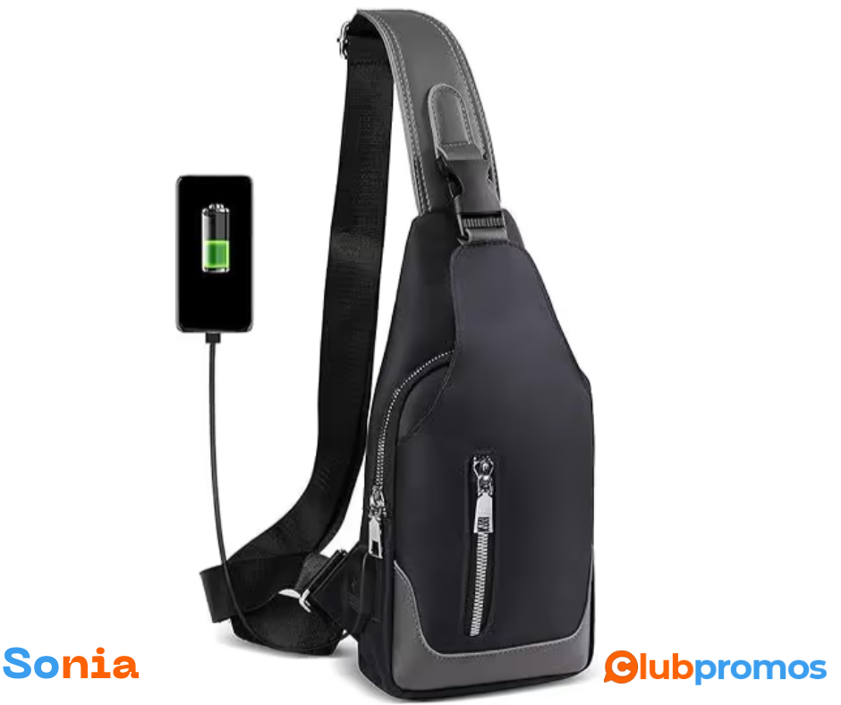 bon plan amazon Sacoche Porté Épaule Homme Imperméable Sac de Poitrine avec Port Chargement USB.png