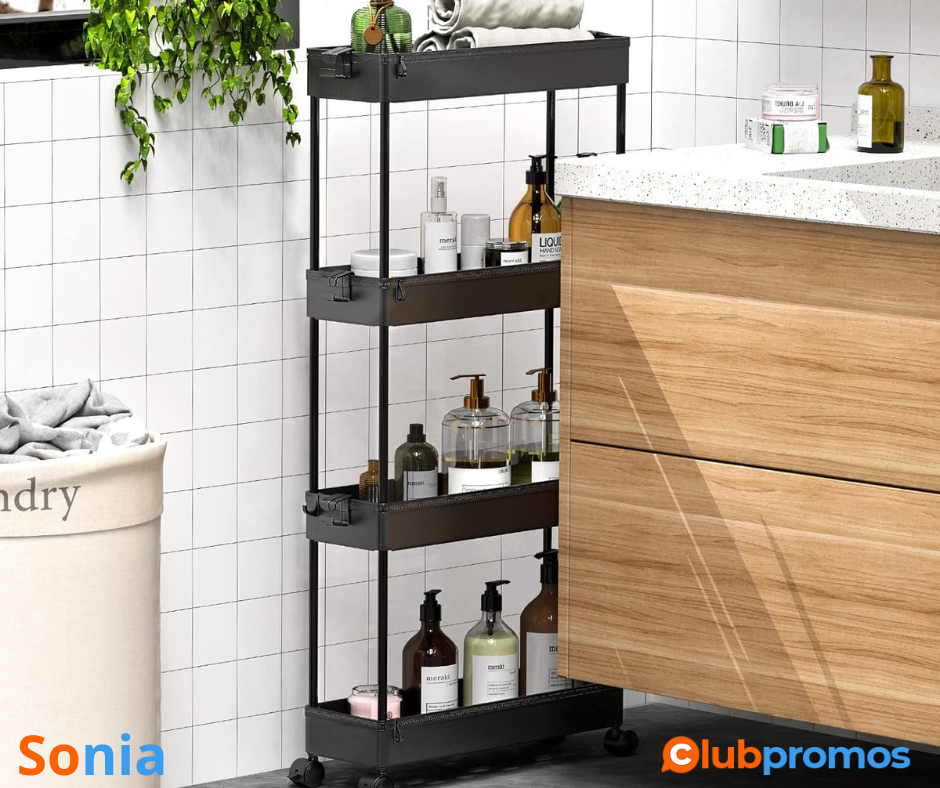 bon plan amazon SPACEKEEPER Chariot de Rangement Mince Mobile sur 4 Niveaux, Chariot de Stocka...png