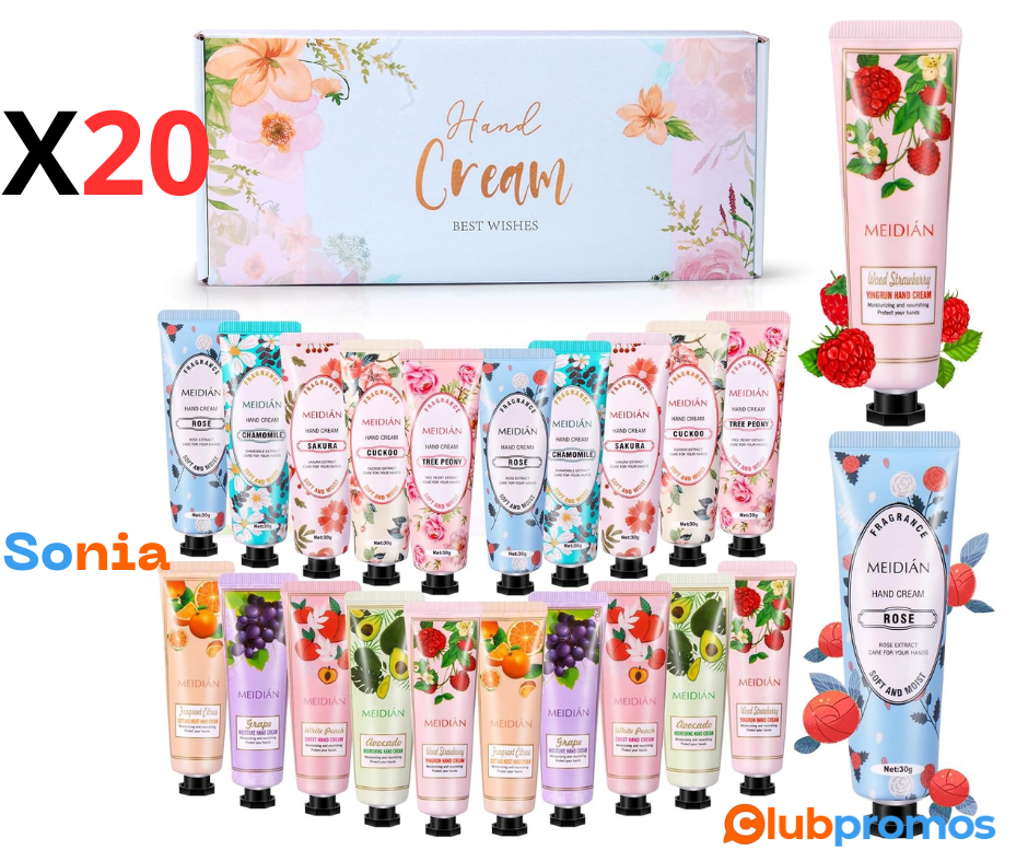 bon plan amazon Tenuiskft Crème pour les mains Set, 20PCS Parfumée Crème hydratante.png