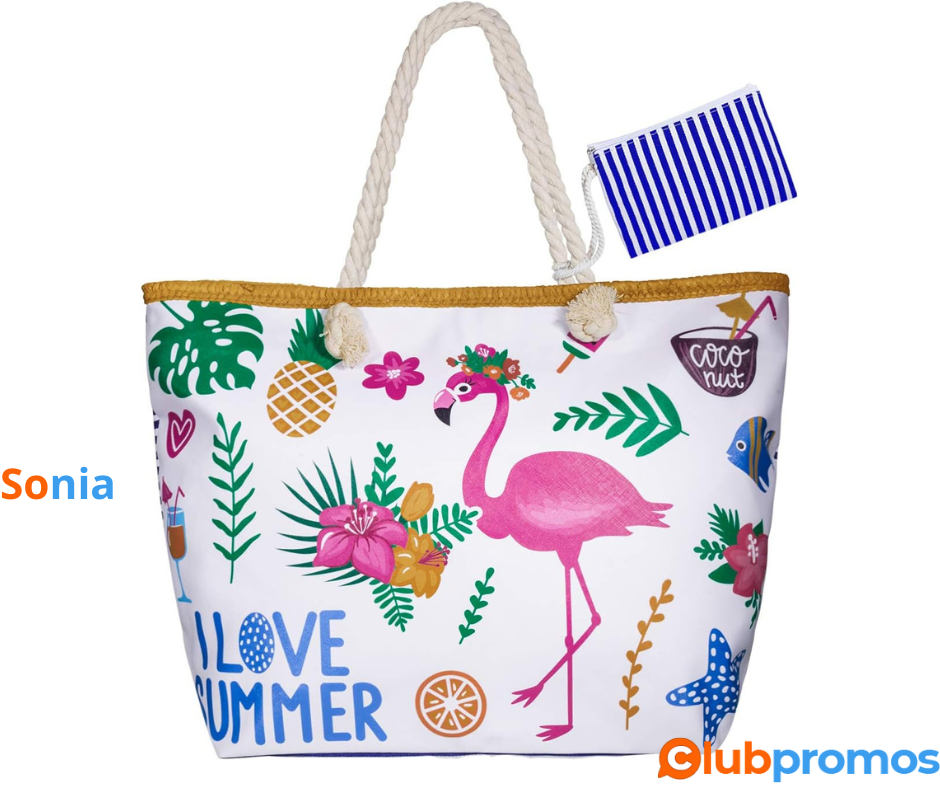 Bon plan amazon WolinTek Sac de Plage Vacances Fourre-Tout Grand Avec Zip,Sac de Shopping Impe...png