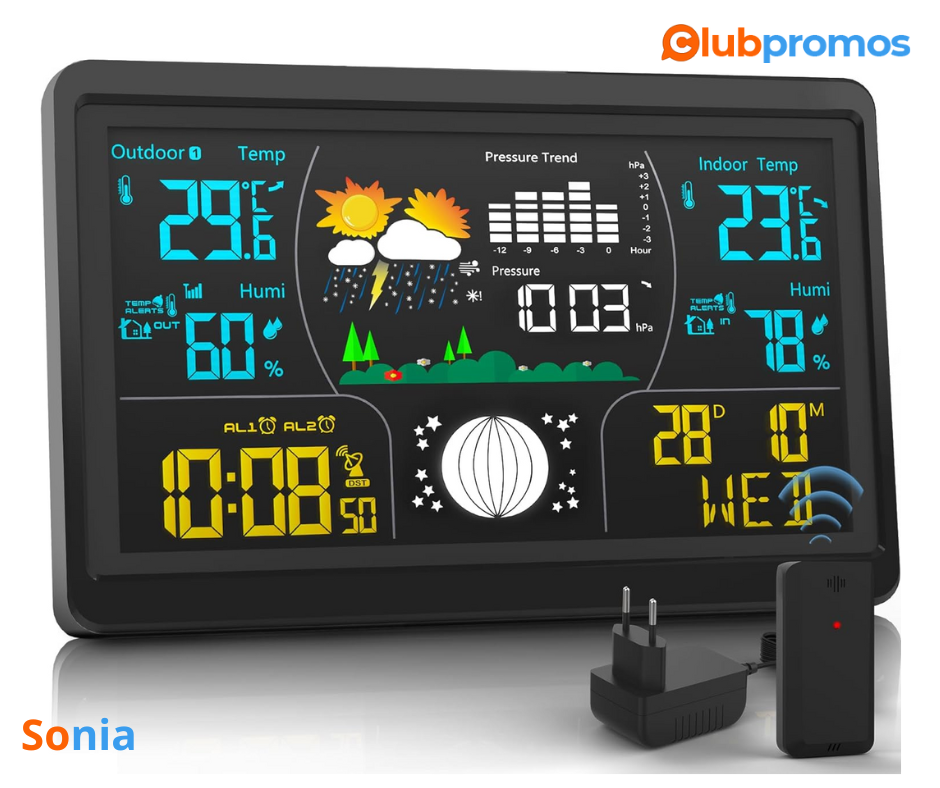 Bon Plan Amazon Xmifer Station Météo Thermomètre Extérieur Intérieur sans fil avec Capteur, Éc...png