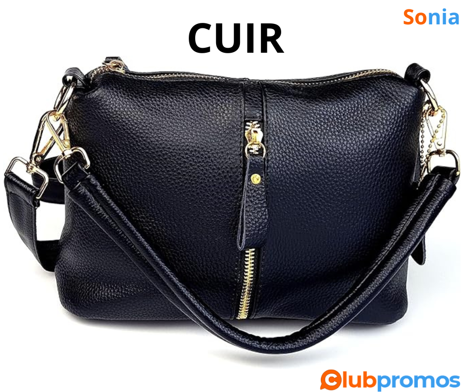 Bon Plan AmazonGLORIS Sac à bandoulière compact pour femme avec fermeture éclair dorée - Petit...png