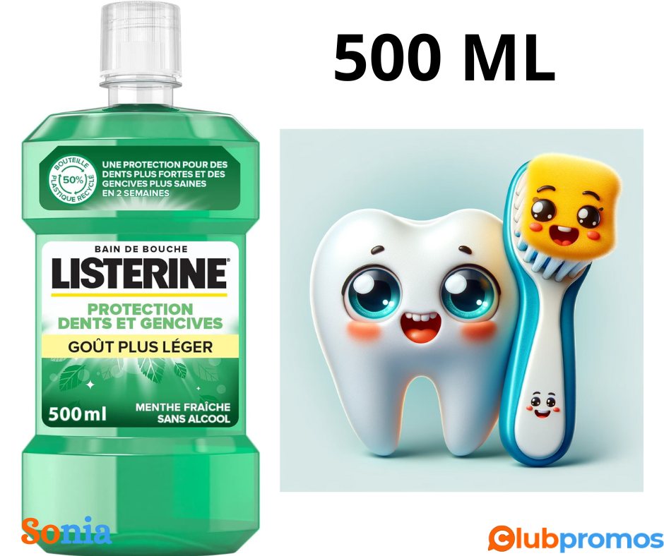 bon plan amazonListerine Bain de Bouche Quotidien Sans Alcool, Protection Dents et Gencives Go...png