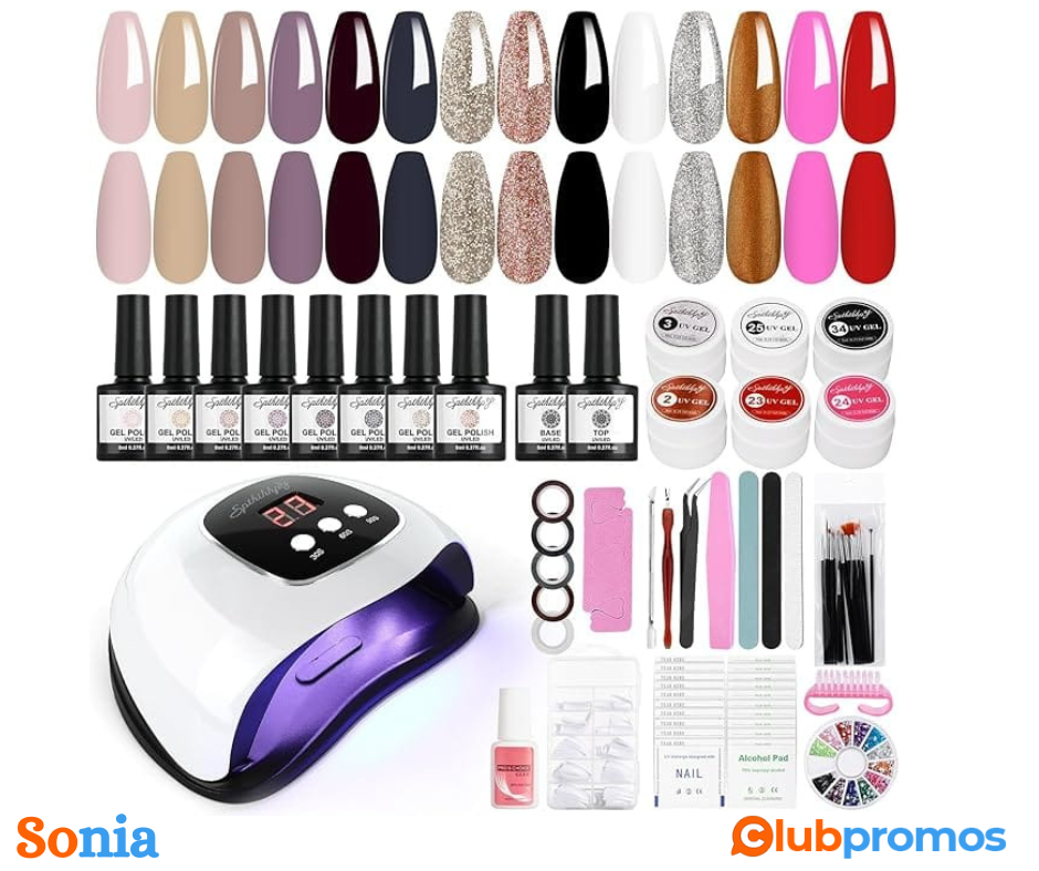 Bon plan AmazonSPTHTHHPY kit verni semi permanent 8 + 6 couleurs et lampe LED 48 W sèche-ongle...png