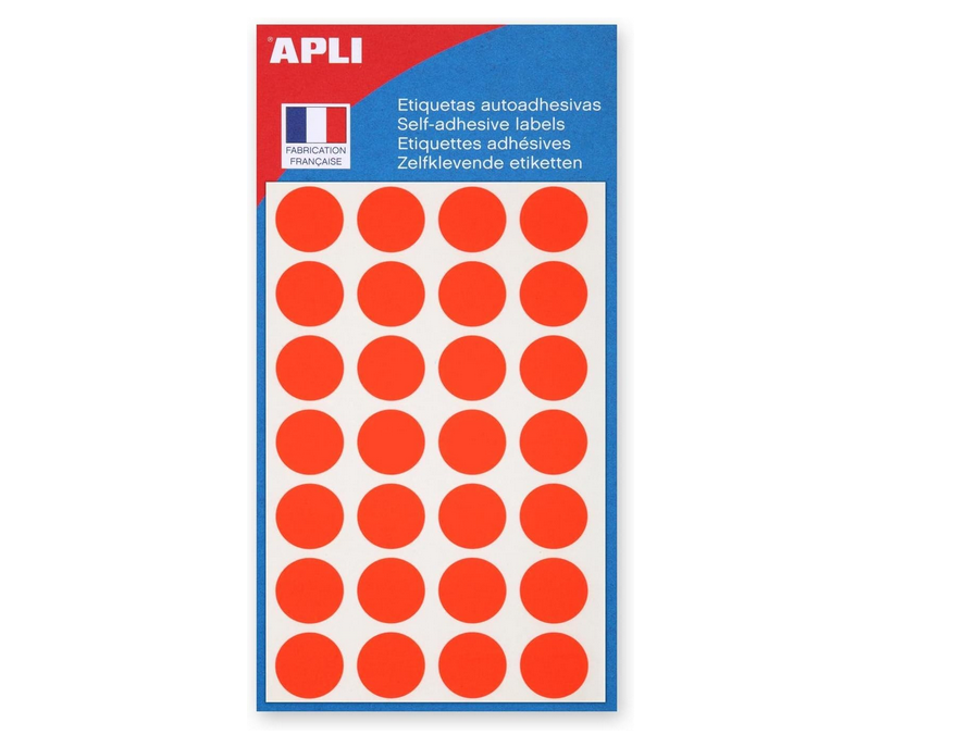 bon plan Apli 111861 - Pochette de 140 pastilles orange fluo Ø 15 mm.png