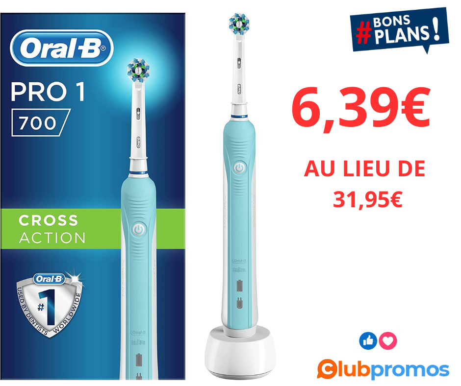 Bon plan Brosse à dents électrique Oral-B Pro 1 à 6,39€ seulement chez Leclerc, -80% de réduct...png