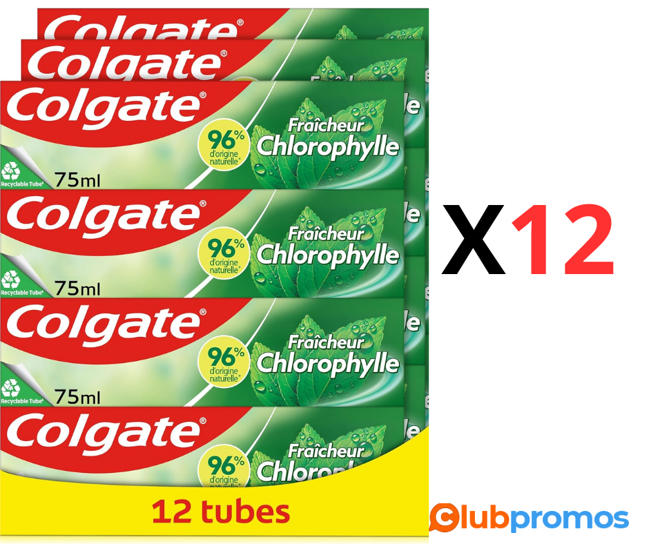 bon plan dentifribre sur amazon Lot de 12 Dentifrices Colgate Chlorophylle Fraîcheur Intense.png