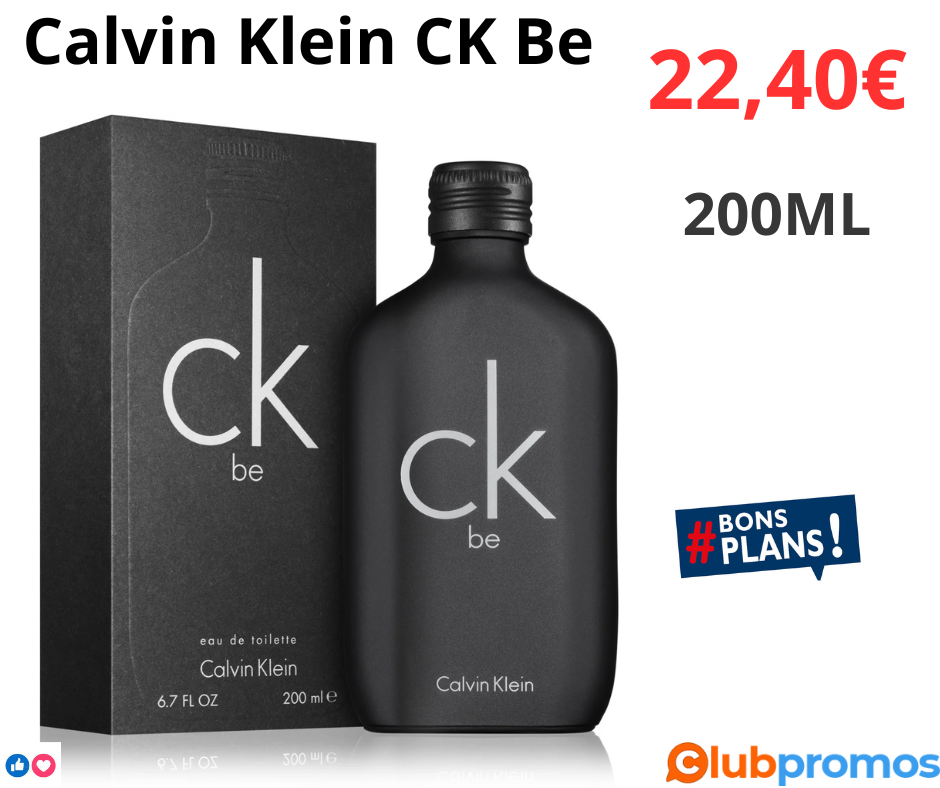Bon Plan Eau de Toilette Mixte Calvin Klein CK Be - 200 ml à Seulement 22,40€ sur Notino avec ...png