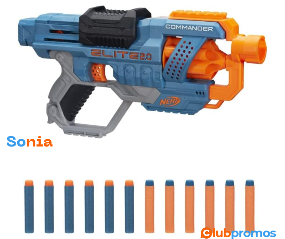 bon plan Nerf Elite 2.0, Blaster Commander RC-6, 12 fléchettes Nerf Elite, Barillet Rotatif 6 ...png