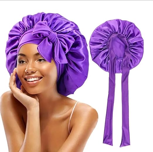 Bon plan Amazon sur bonnet de nuit en satin noir réglable, idéal pour protéger les cheveux pendant le sommeil – 2,40€ seulement, livraison incluse.