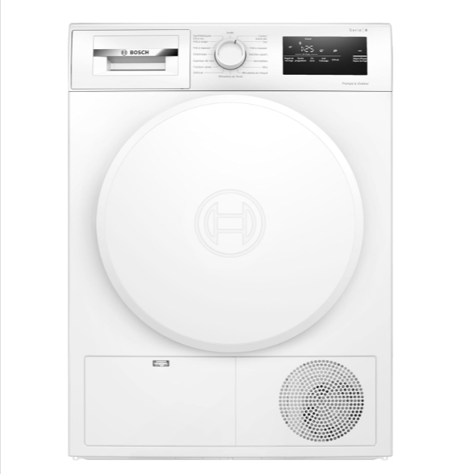 Sèche-linge Bosch WTH8300DFR Série 4, 8 kg, pompe à chaleur avec AutoDry, filtre EasyClean, parois AntiVibration et écran LED