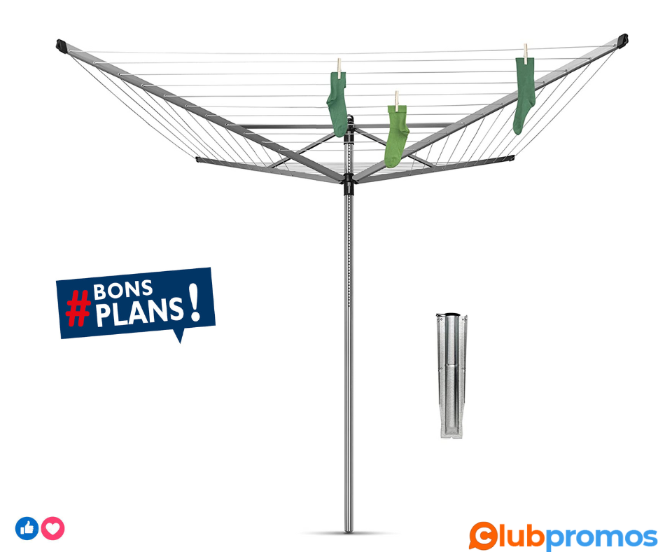 Brabantia - Séchoir Lift-O-Matic - Etendoir Linge Extérieur - Antidérapantes - Résistantes aux...png