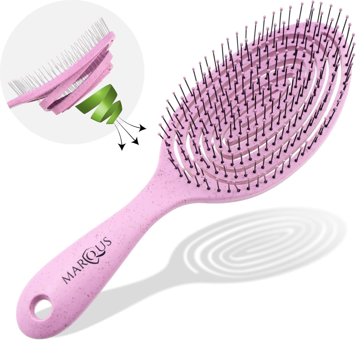Brosse démêlante marQus No-Pull No-Pain pour enfants et adultes, en bio-plastique végétal, adaptée à tous types de cheveux, en promotion à 6,99€ sur Amazon.
