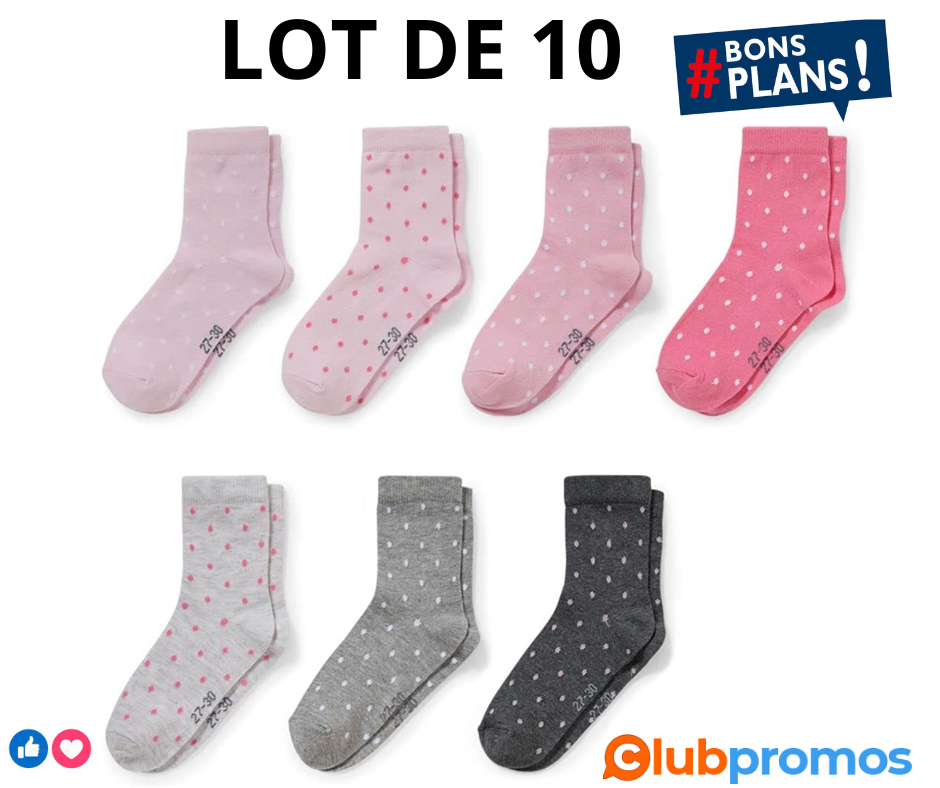 C&A Lot de 10 paires de chaussettes à pois pour fille .png