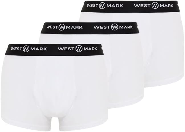  Lot de 3 caleçons homme en coton bio WESTMARK LONDON avec taille élastique douce et coupe classique.