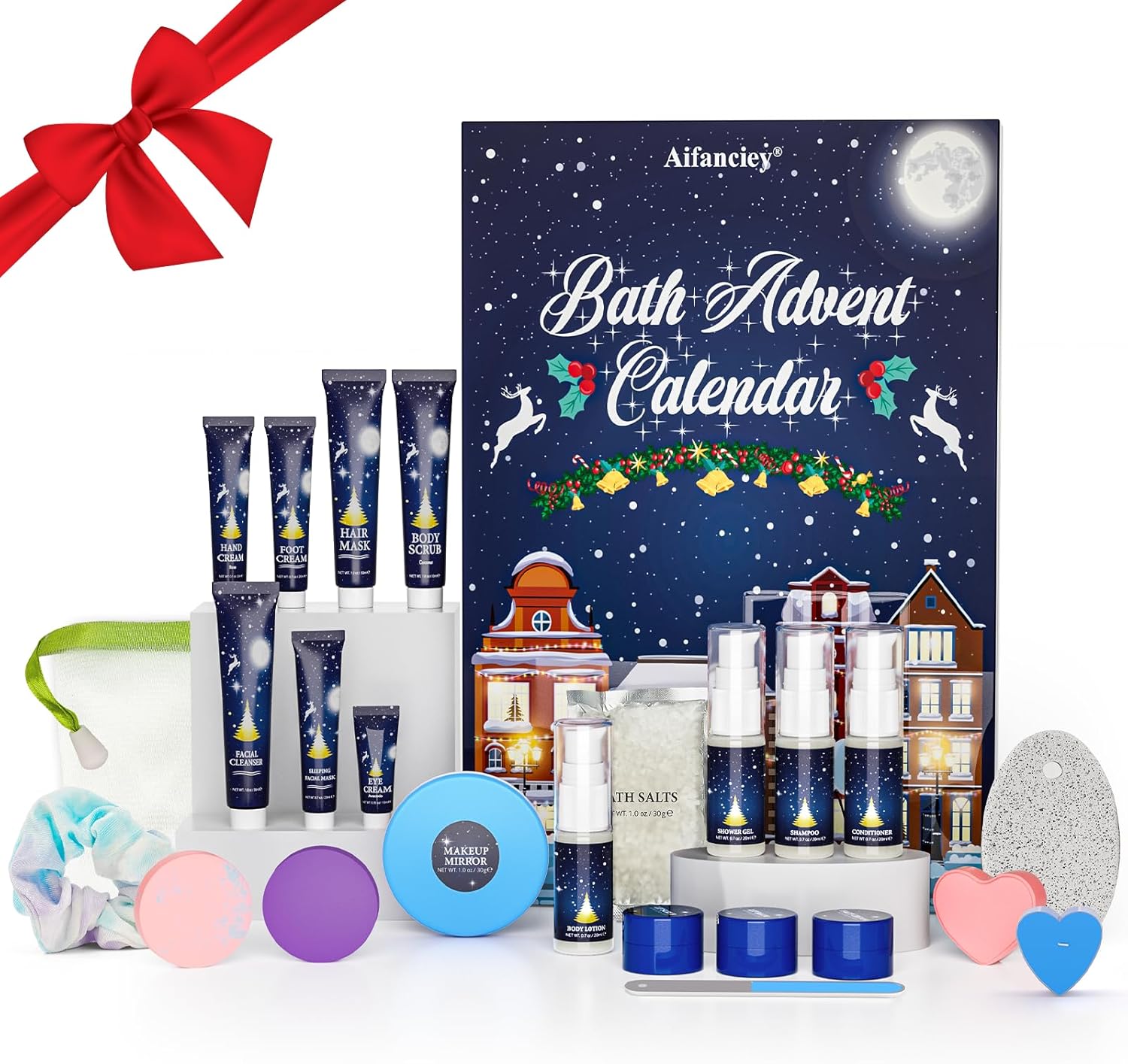 : Calendrier de l'Avent Beauté 2025 – Coffret de 24 produits de soins pour le visage, le corps et les lèvres, cadeau idéal pour Noël.