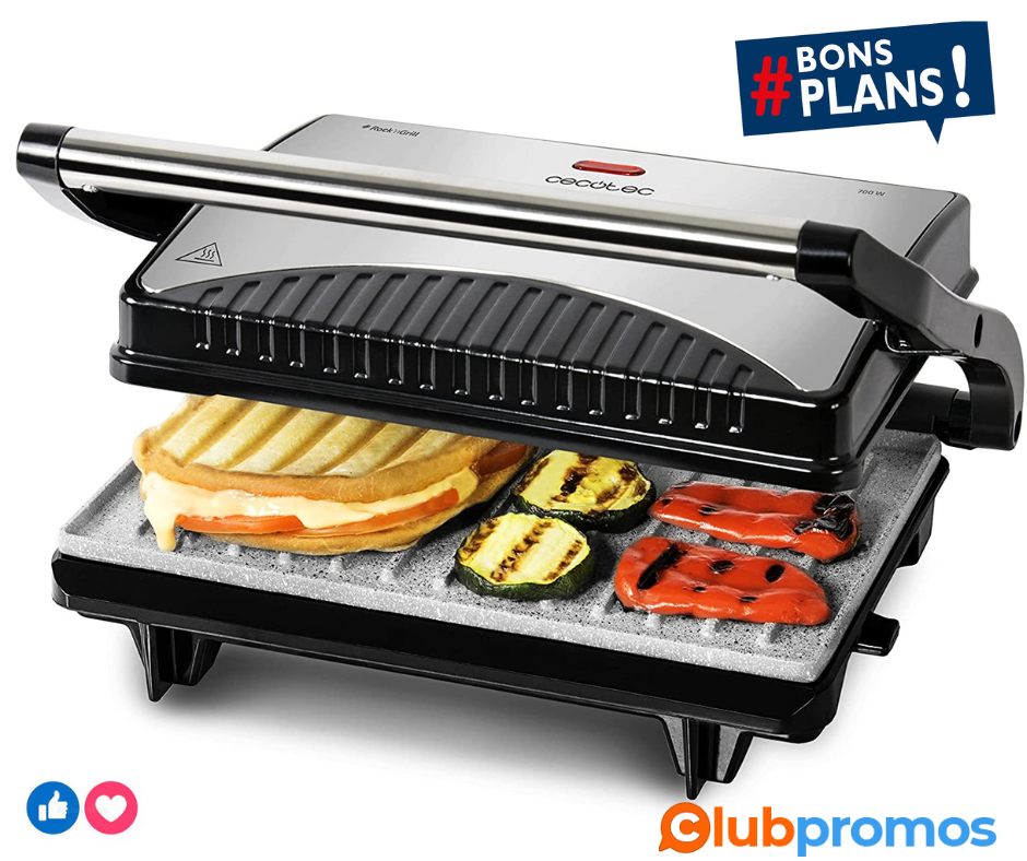 Cecotec Grill électrique 750 Full Open .Revêtement en pierre RockStone, antiadhésif maximum et...png