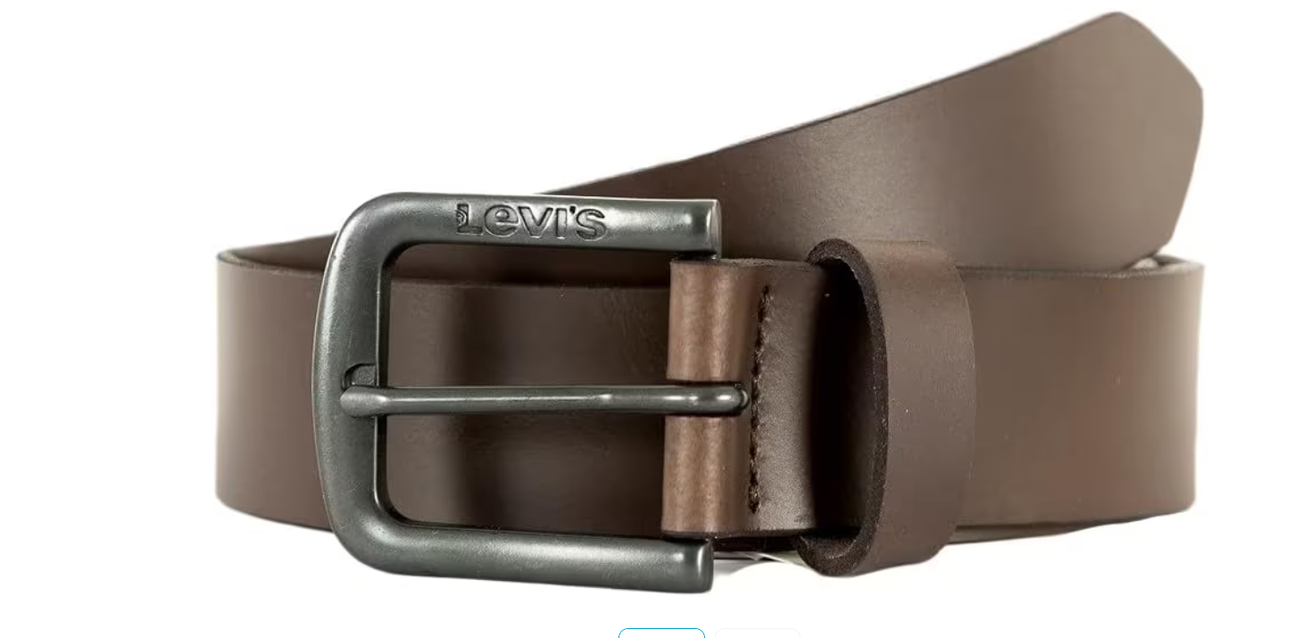 Ceinture Levi's Homme Seine Metal en cuir véritable marron foncé, boucle métal, disponible de 95 à 115 cm – bon plan Amazon à 15,83€