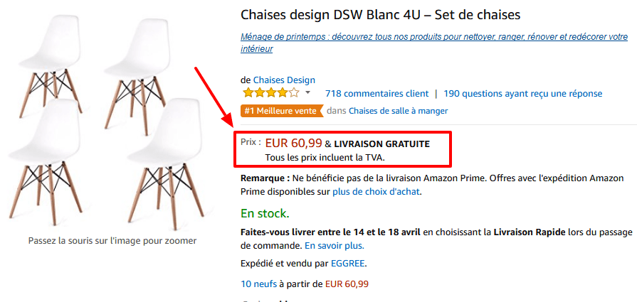Chaises design DSW Blanc 4U Set de chaises Amazon.fr Cuisine Maison.png Chaises design DSW Blanc 4U Set de chaises Amazon.fr Cuisine Maison.png