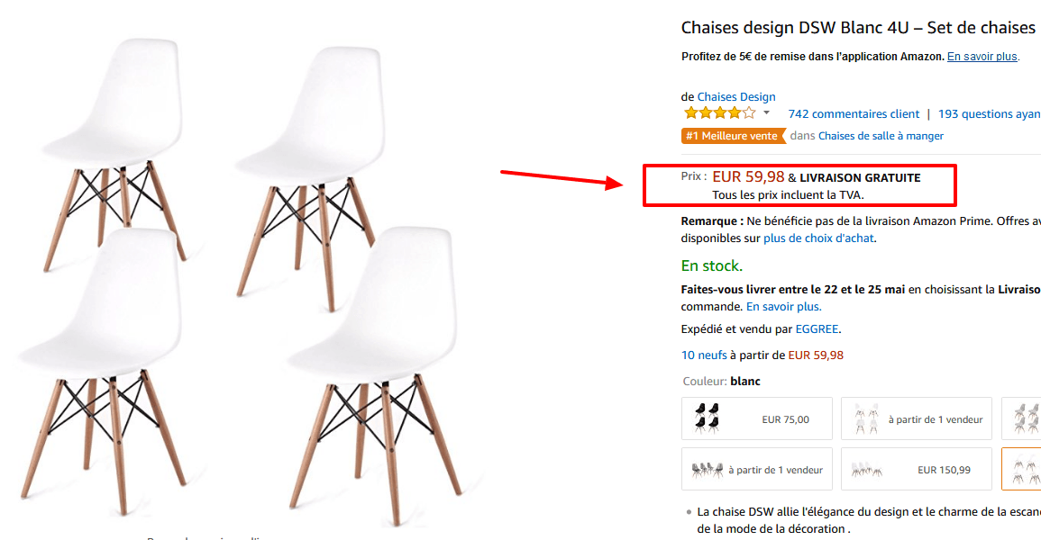 Chaises design DSW Blanc 4U   Set de chaises  Amazon.fr  Cuisine   Maison.png