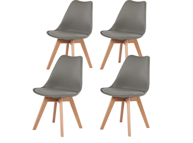 Lot de 4 chaises scandinaves H.J WeDoo – assise rembourrée, pieds bois hêtre – design nordique, confort optimal et excellent rapport qualité-prix – offre Amazon à 59,99€