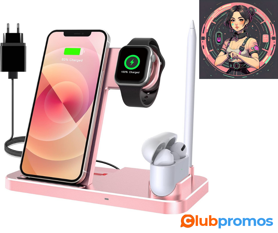 Chargeur sans Fil, Station de Charge inductive, avec Adaptateur Rapide de 18 W, 4 en 1, Compat...png