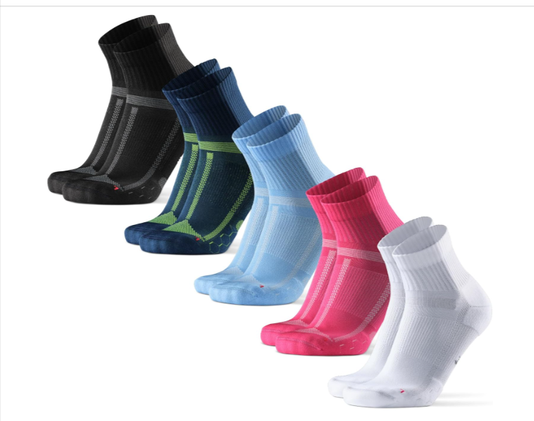 Pack de 3 chaussettes de running DANISH ENDURANCE pour homme et femme, anti-ampoules avec amorti et soutien voûte plantaire, respirantes, OEKO-TEX, tailles 31-51, prix promo 29,45 € (-30%) sur Amazon.