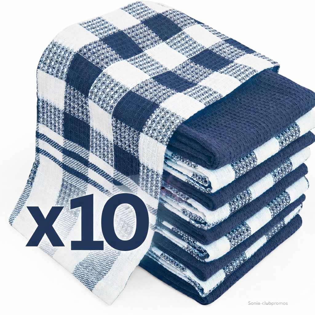 Lot de 10 torchons Chef Pomodoro 100% coton, ultra-absorbants, lavables en machine, vert canard foncé, sur Amazon.