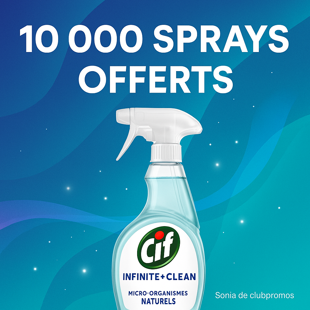  Bon plan spray CIF Infinite+Clean offert – nettoyage sans rinçage aux probiotiques naturels, parfum longue durée, surfaces fragiles, formule éco-responsable, test gratuit avec trnd