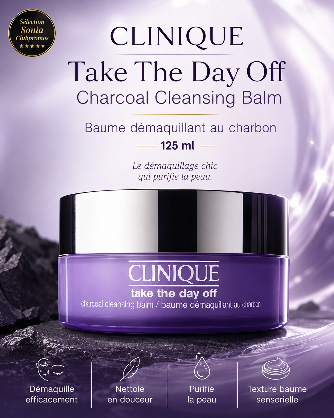 Clinique Take The Day Off Charcoal Cleansing Balm 125 ml, baume démaquillant au charbon japonais à 16,88 €