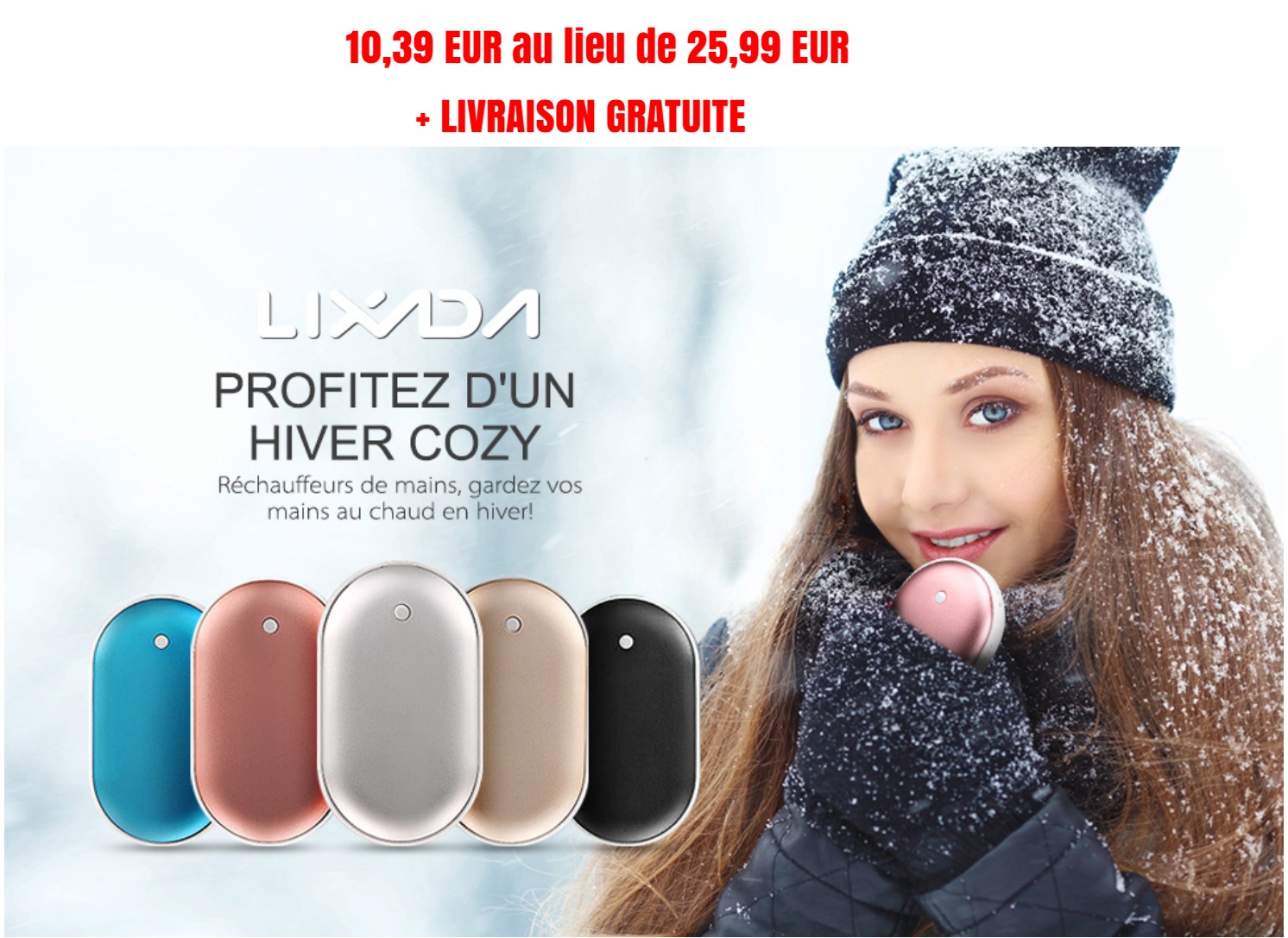 code promo - Chauffe main rechargeable Lixada à 10 39 EUR au lieu de 25 99 EUR sur Amazon.jpg